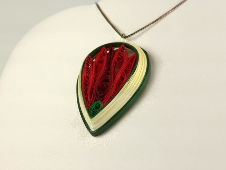 large teardrop shape, closed lotus jewelry, red lotus jewelry, Buddhist jewelry