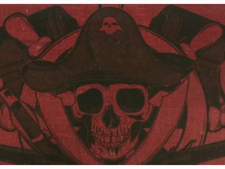 macabre art, pirate print, canvas wall art, handmade Halloween, skeleton pirate