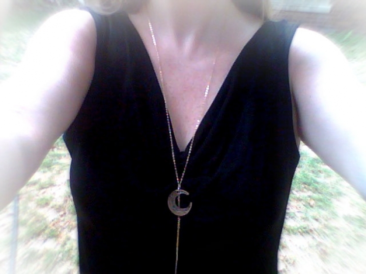 lightweight necklace, ecofriendly necklace, lunar necklace, golden moon, ecochic