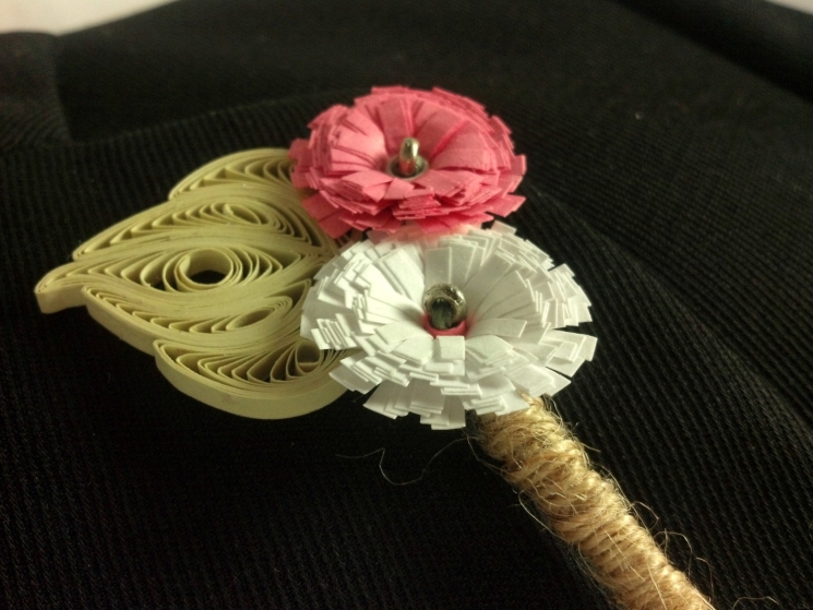 paper buttonhole, rustic buttonhole, unique boutonniere, unique buttonhole