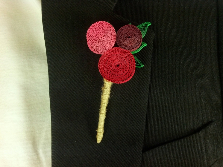 funky groom boutonniere, paper flower boutonniere, unique boutonniere