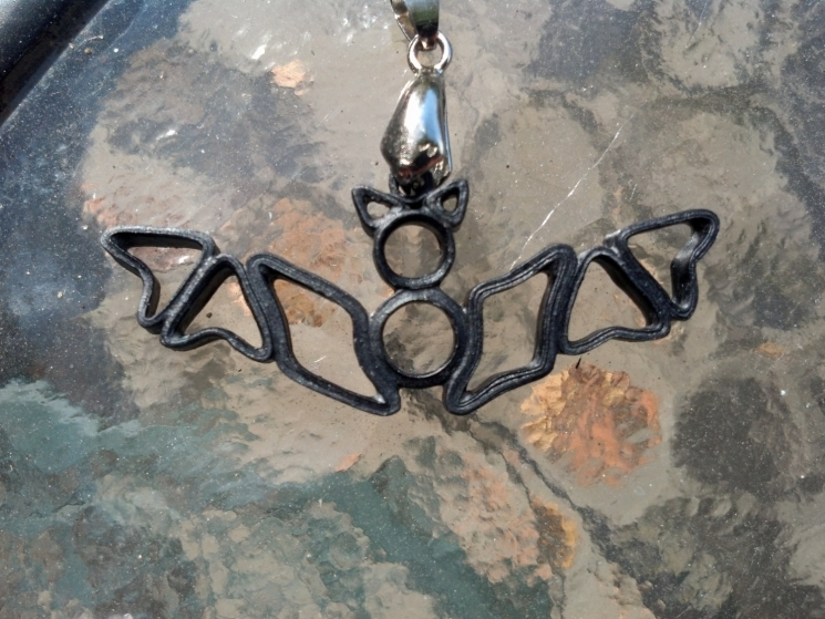 bat necklace, bat pendant, Halloween jewelry, paper quilling necklace