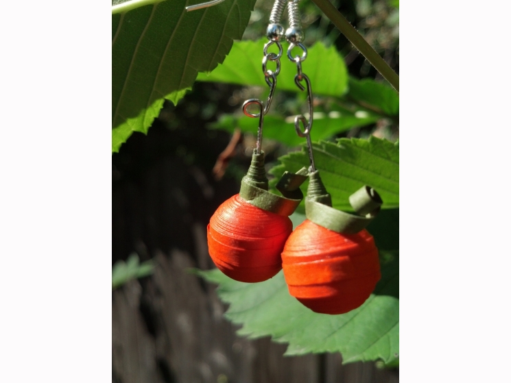 halloween pumpkin earrings, halloween earrings, paper quilling earrings