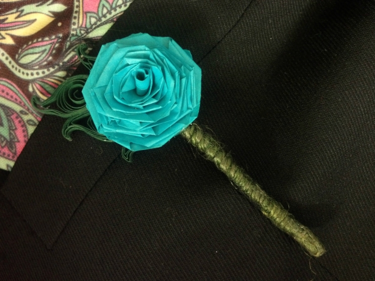 paper quilling wedding, rustic boutonniere, grooms flower, paper buttonhole