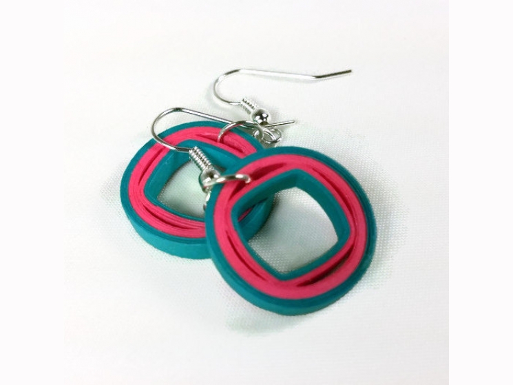 paper quilling jewelry, ecofriendly earrings, eco chic earrings, fashion jewelry