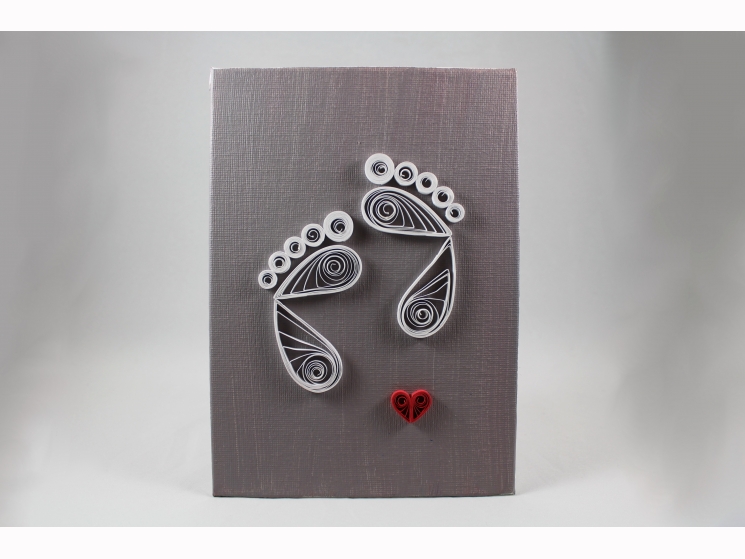 quilled baby feet, baby feet quilling art, quilling art, baby feet decor