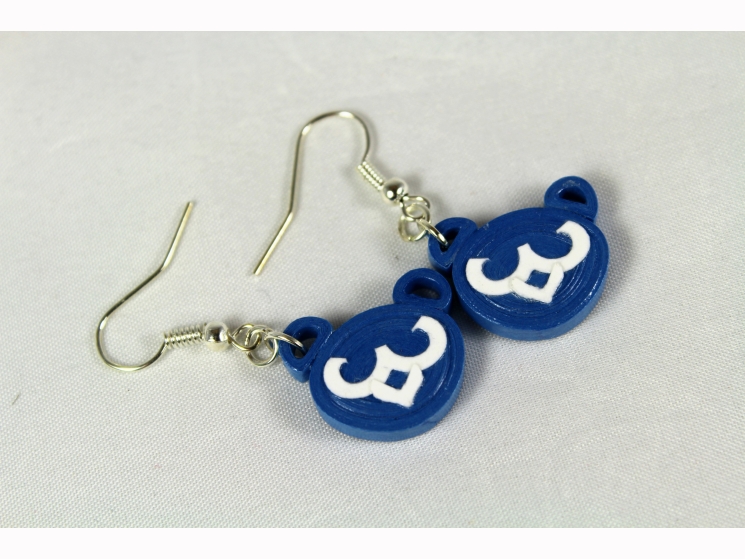cubs earrings, cubby bear earrings, bear earrings, blue bear earrings, blue cubs
