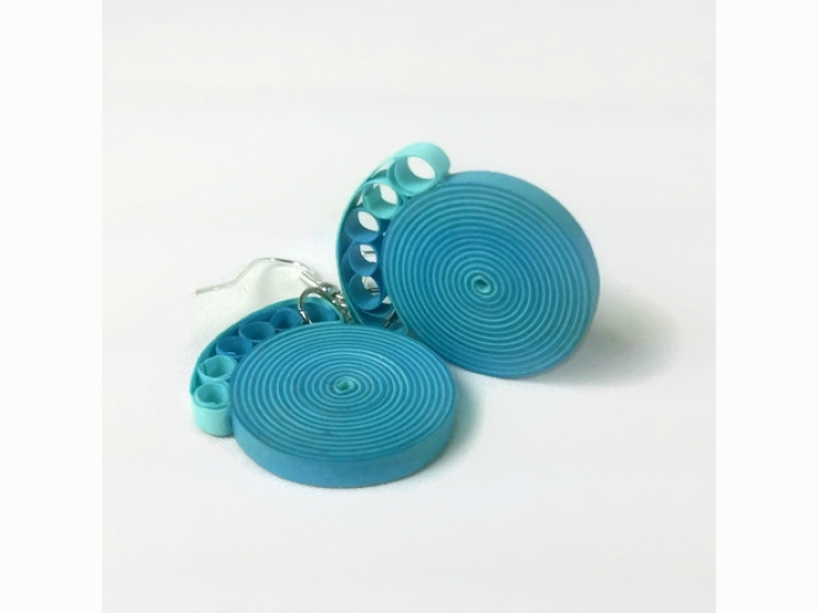 blue ombre, green ombre, blue spiral, green spiral, blue earrings