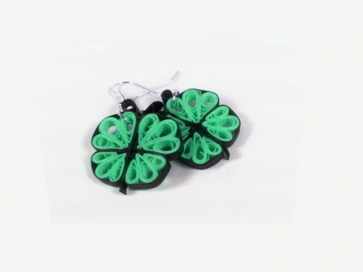 green butterfly, paper filigree jewelry, handmade earrings, eco chic earrings