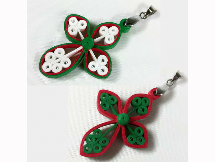 Christmas cross pendant, red and green jewelry, Christmas jewelry, necklace