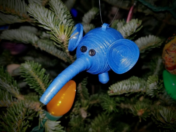 handmade elephant, handmade christmas ornament, handmade in chicago