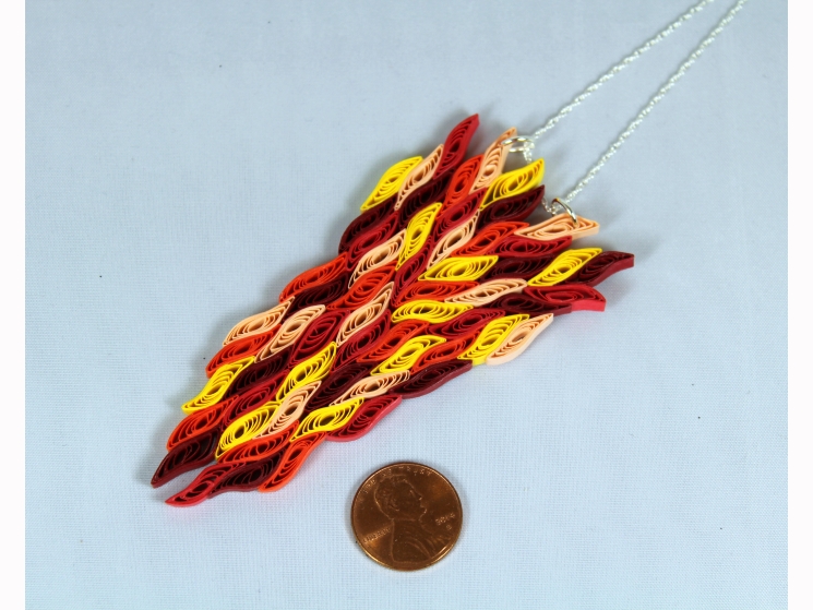 paper flame, paper quilled jewelry, paper quilled necklace, paper necklace
