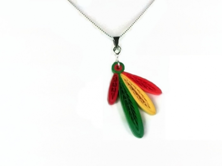 four feathers, Chicago Blackhawks necklace, hawks necklace, hawks four feathers