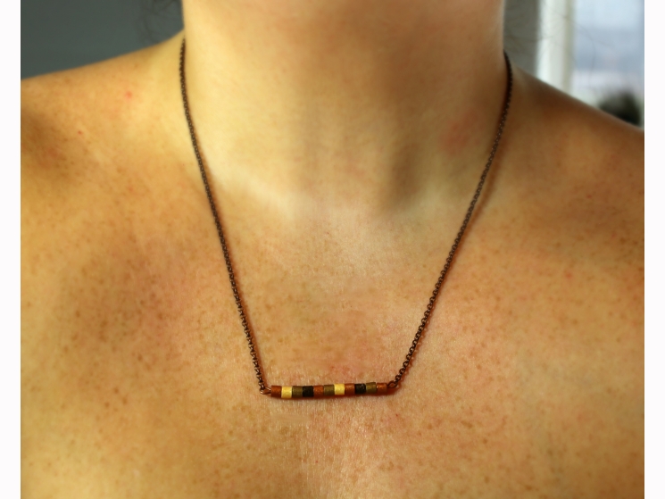 eco chic jewelry, eco-friendly necklace, dainty necklace, thin bar necklace