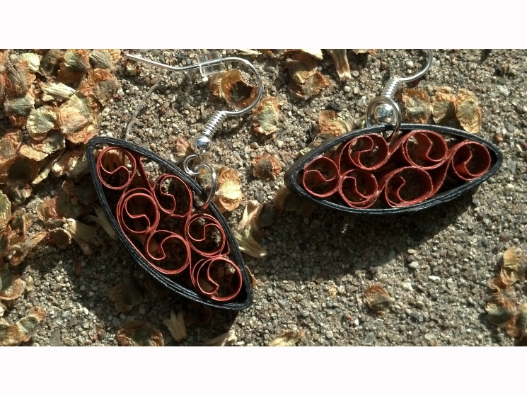 elliptical earrings, paper quilling earrings, paper earrings, quilling jewelry