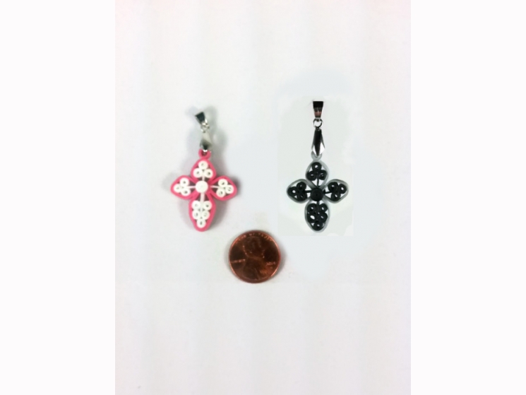 patriotic cross,  black and silver, pink and white, cross for women