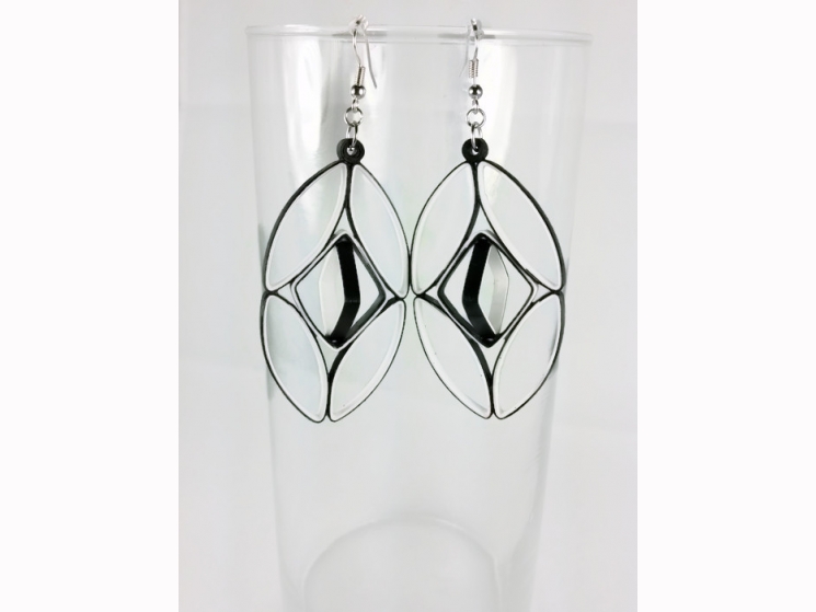 architectural earrings, black and white earrings, structured earrings