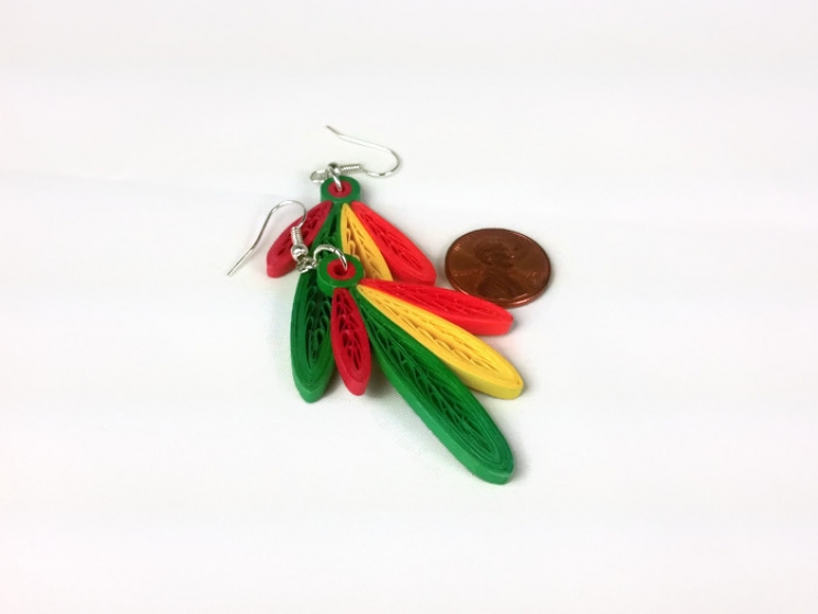 quilling feathers, Chicago fashion jewelry, Chicago earrings, Chicago style