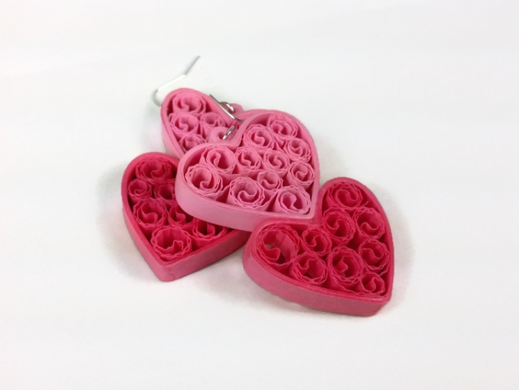 heart pendant, paper quilled pendant, two hearts pendant, heart jewelry