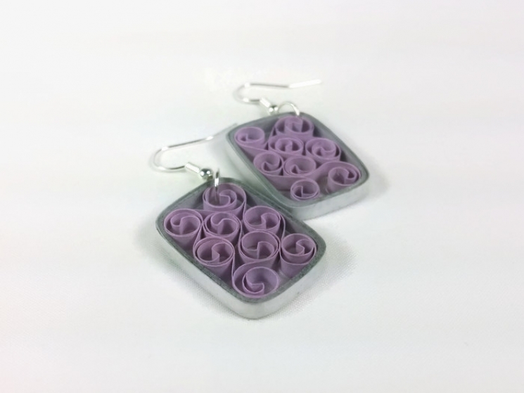 rectangle paper filigree earrings, paper quilled rectangle earrings