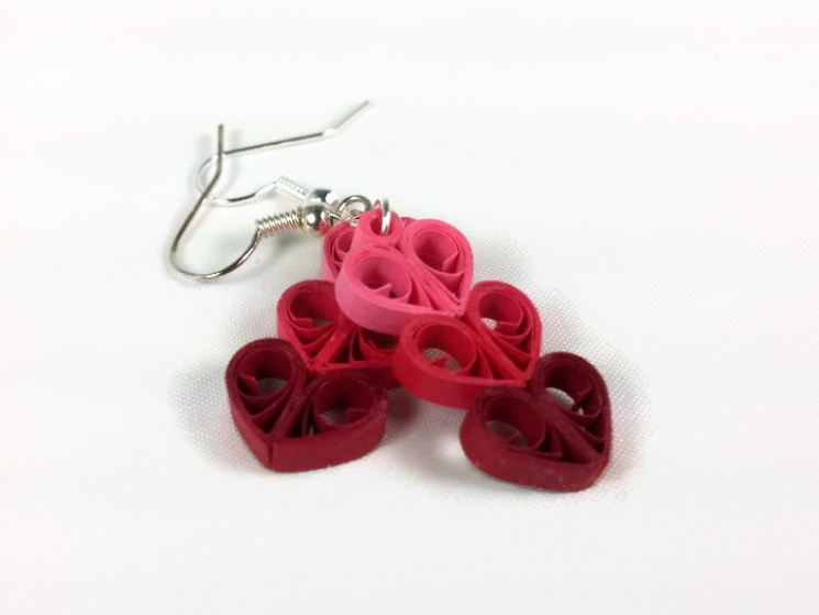 heart pendant, hearts jewelry set, heart jewelry, red heart, pink heart