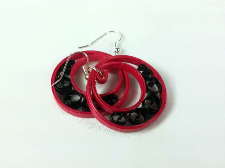 elegant hoop earrings, handmade hoop earrings, handmade paper earrings