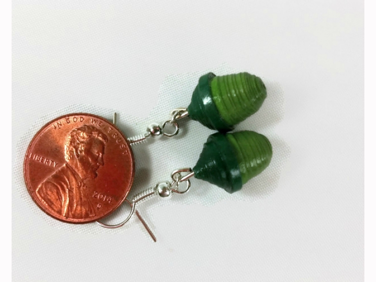 small acorn, little acorn, nature earrings, paper anniversary, first anniversary