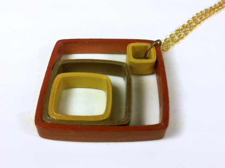geometric necklace, mixed metal necklace, mixed metal jewelry, paper necklace