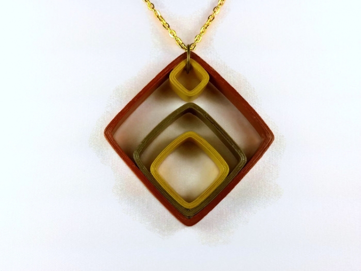 paper jewelry, art deco necklace, diamond shape necklace, square necklace