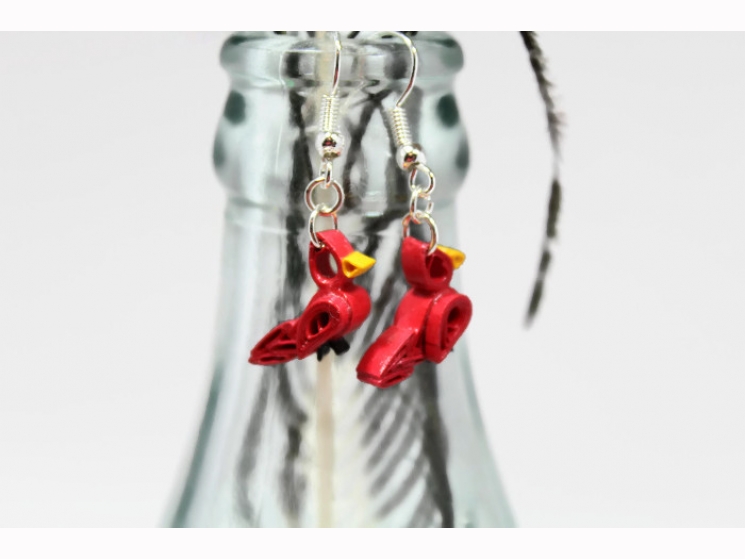 red cardinals earrings, cardinals jewelry, cardinal earrings, tiny cardinals