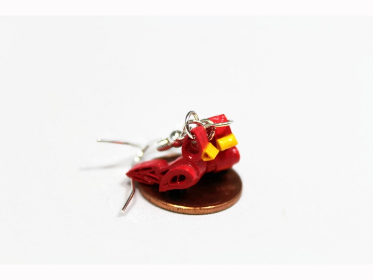 red birds, tiny birds, small birds, cardinal bird, quilling earrings