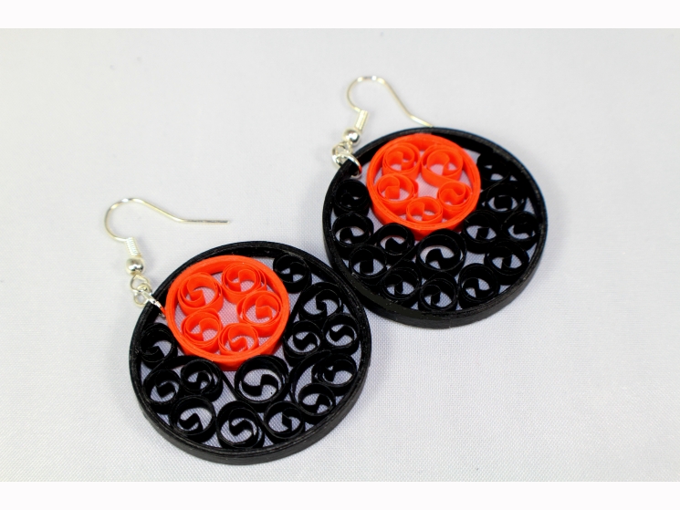 Halloween earrings, Halloween jewelry, black and orange earrings, black earrings