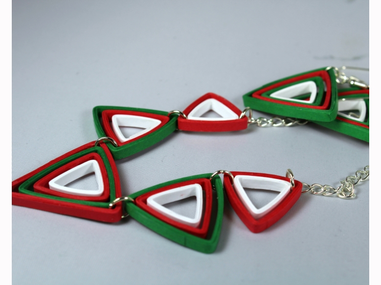 eco friendly gift, red and green jewelry, Christmas jewellery, art deco jewelry