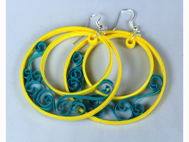 lightweight hoop earrings, paper quilled jewelry, paper quilling earrings