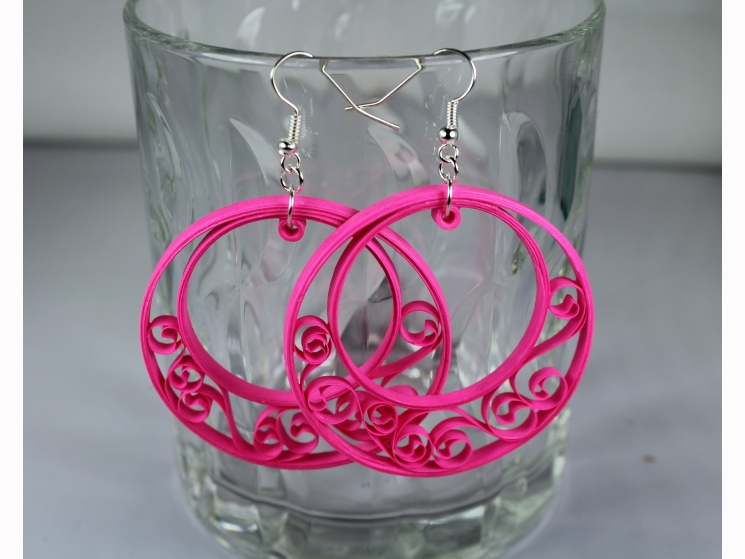 paper quilled hoop earrings, half hoop earrings, large hoop earrings, boho chic