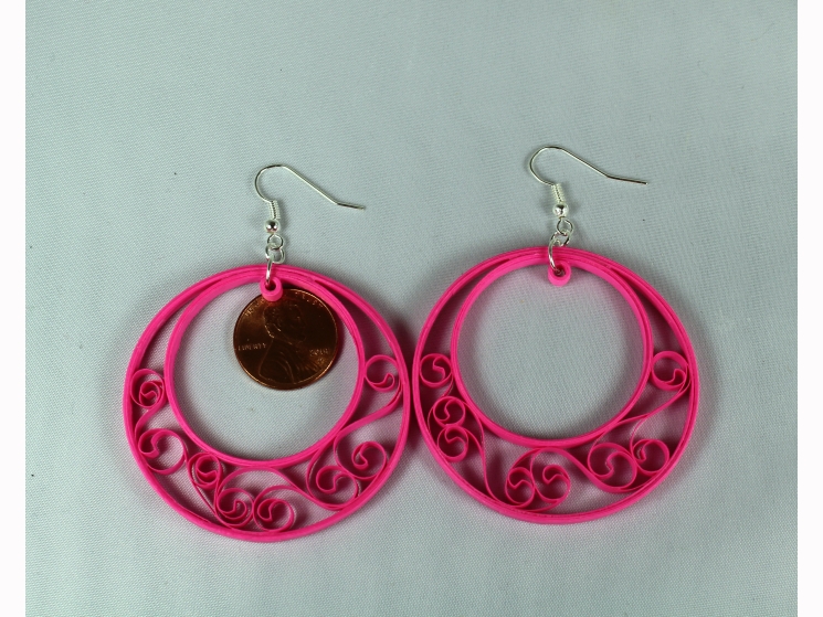crescent hoop earrings, quilled hoops, handmade hoop earrings, filigree earrings