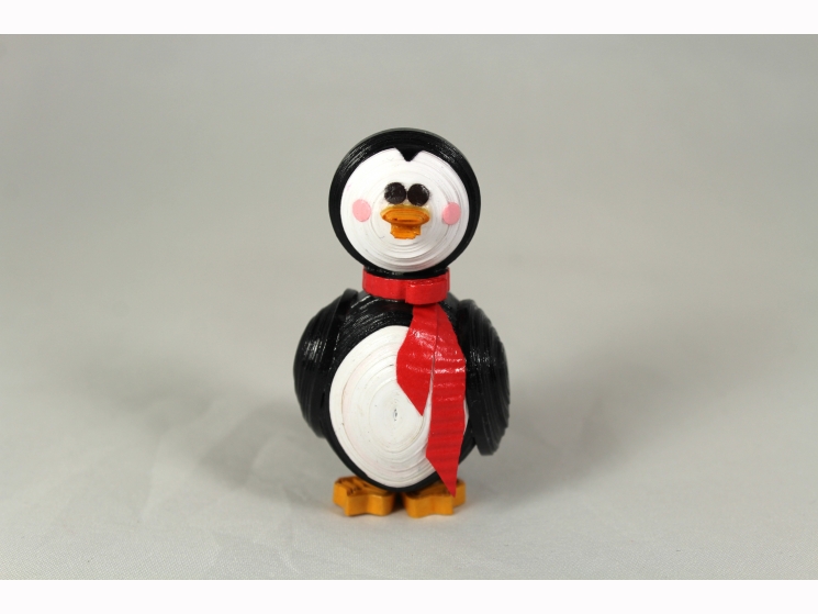 paper quilled penguin, handmade penguin ornament, handmade penguin
