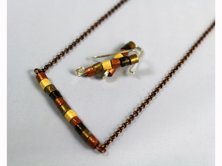 stick necklace, upcycled necklace, copper necklace, petite necklace, quilling