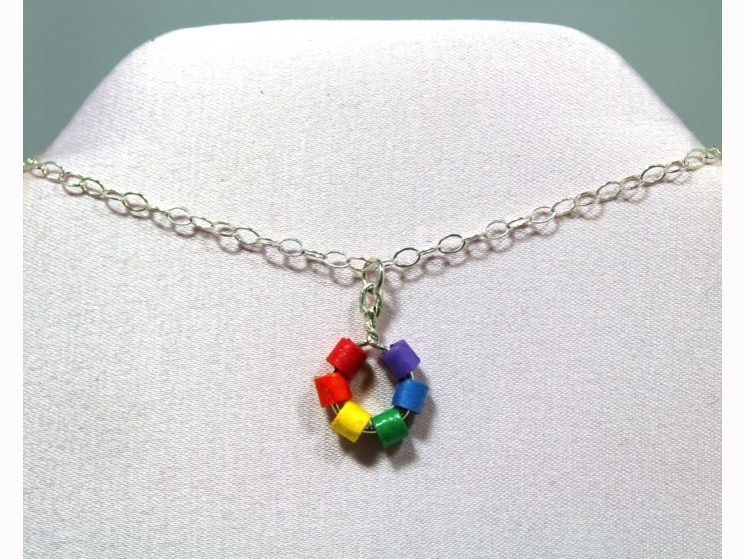 rainbow necklace, minimalist necklace, ecofriendly choker, ecofriendly necklace
