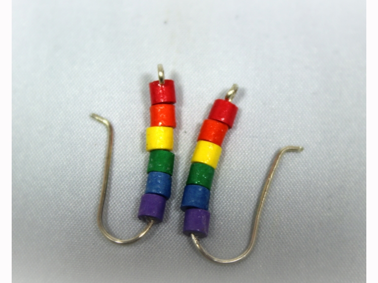 rainbow colors, rainbow beads, eco friendly jewelry, eco friendly earrings