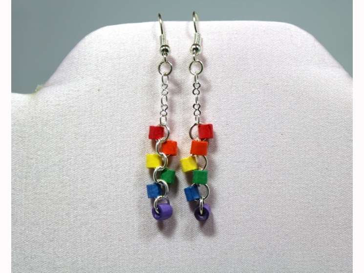 rainbow dangle earrings, rainbow earrings, gay pride jewelry, gay pride earrings