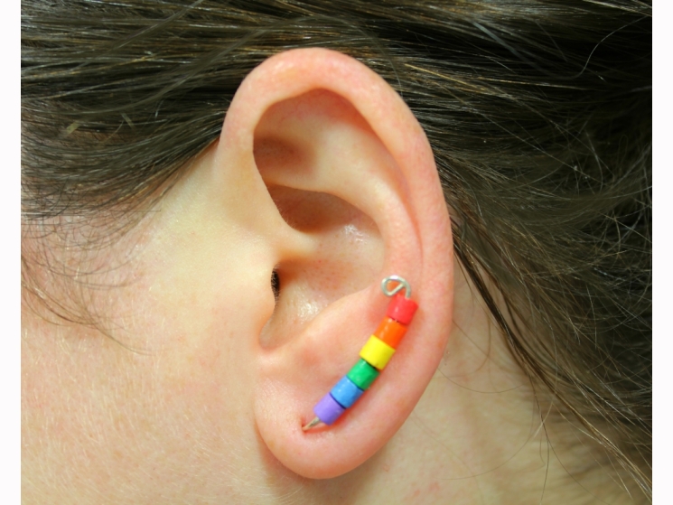 gay pride ear crawler, gay pride ear climber, sterling silver ear climber