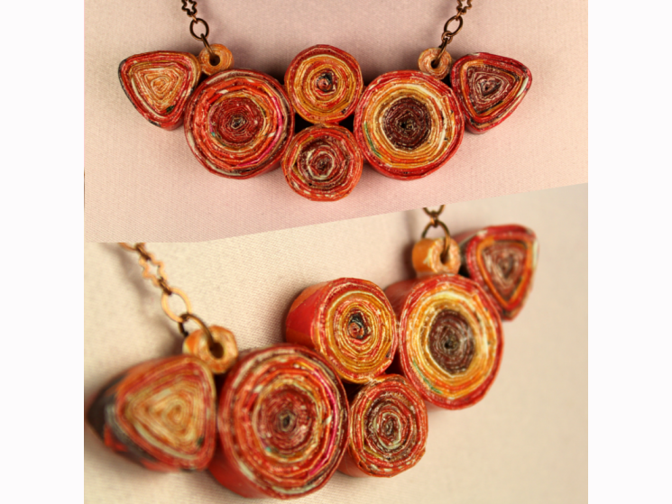 unique jewelry, handmade necklace, magazine paper necklace, alternative jewelry