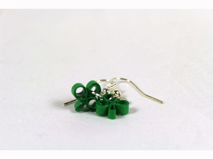 paper earrings, paper quill shamrock, quilling clover, handmade shamrock earring