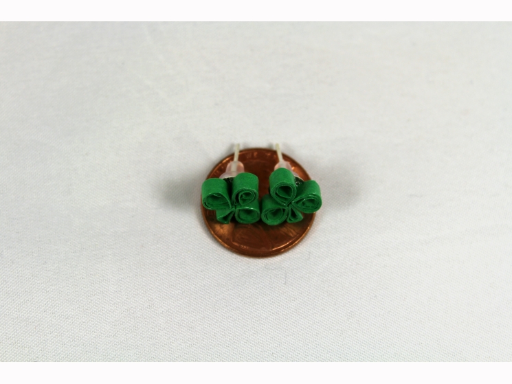 paper quilled earrings, handmade shamrocks, handmade stud earrings