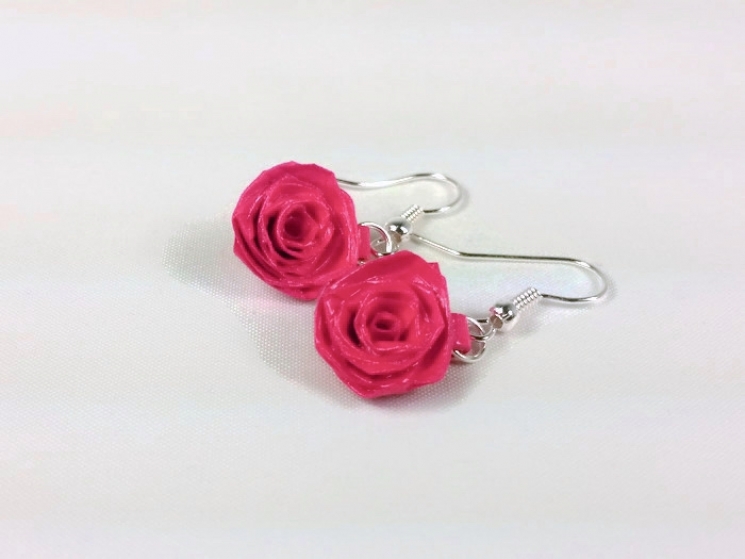 paper quilling roses, rose dangle earrings, dangle rose earrings, rose jewelry