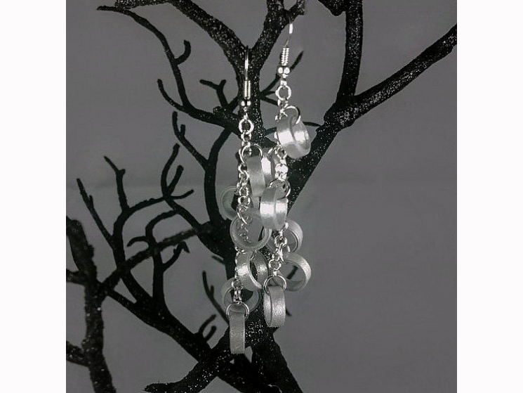 silver earrings, dangle chain earrings, paper earrings, dangle earrings, ecochic