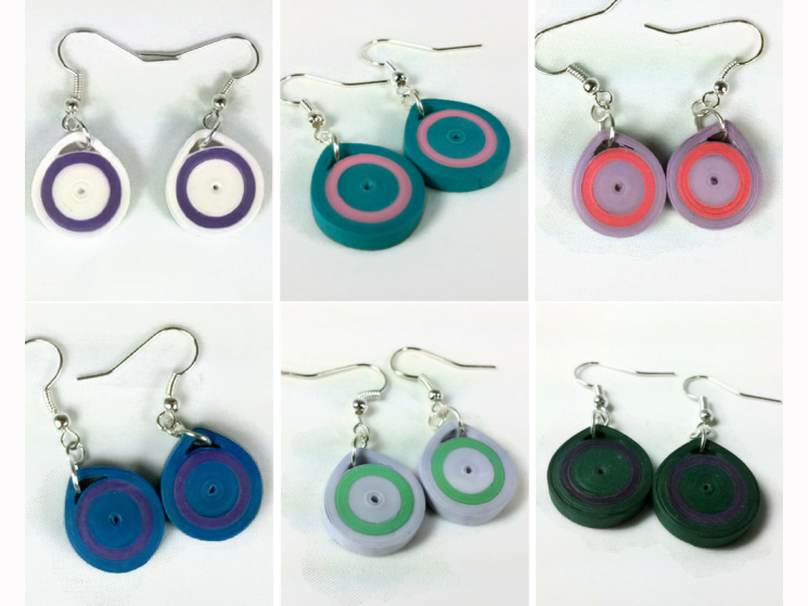 minimal paper quilling handmade earrings dangle, minimal earrings, quill jewelry