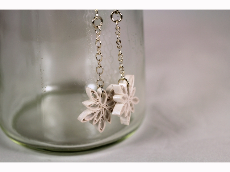 first anniversary gift, winter earrings, winter jewelry, long snowflake earrings