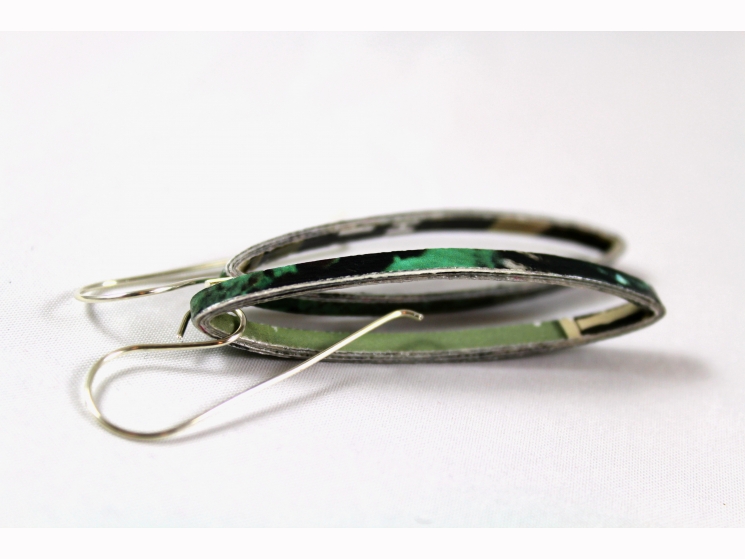 recycled paper earrings, recycled earrings, magazine paper earrings, custom made